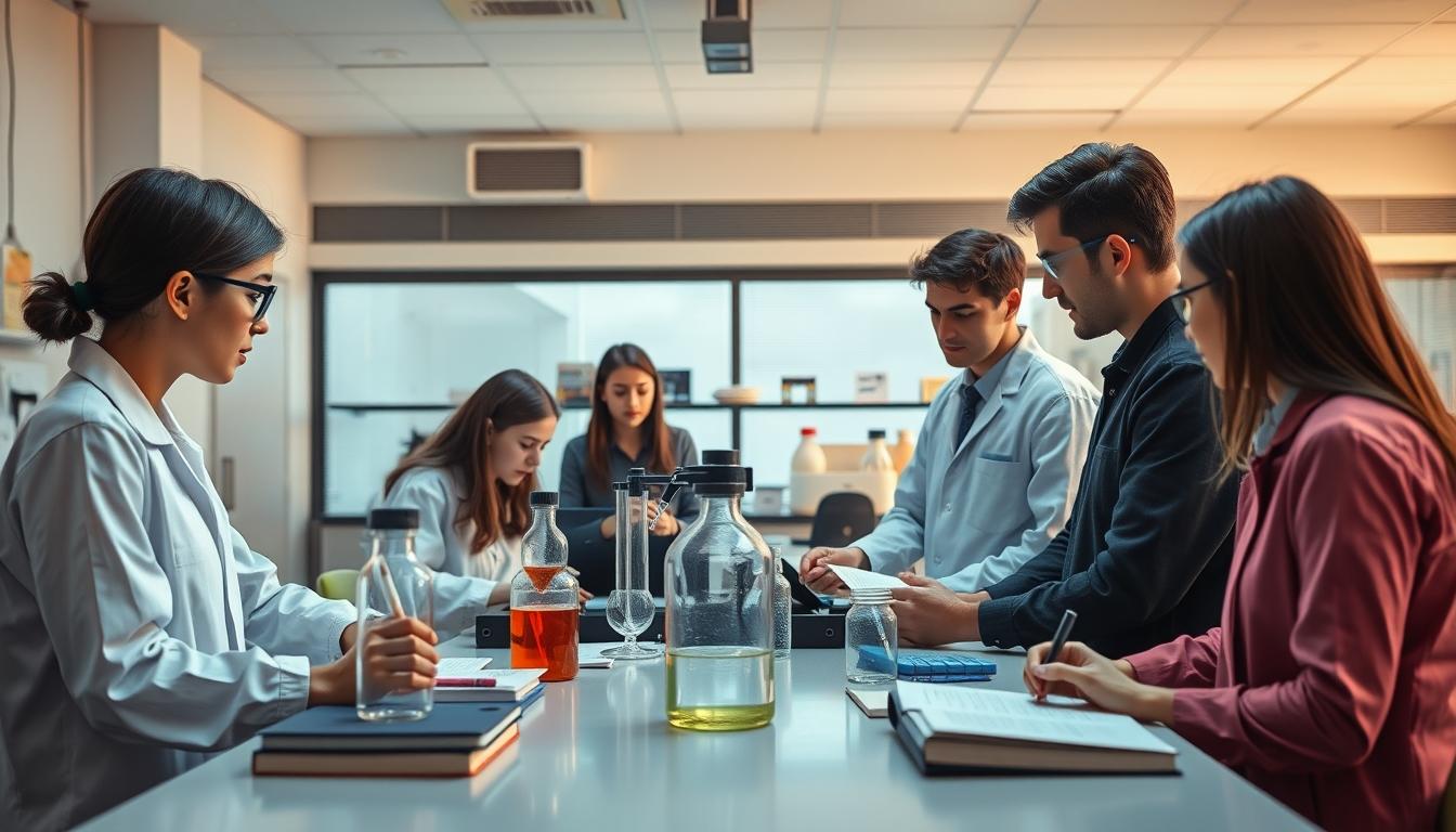 Students working in research laboratory